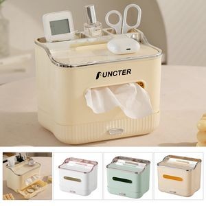 Multifunctional Tissue Storage Box Vanity Countertop for Paper, Remotes, Phone, Glasses Etc