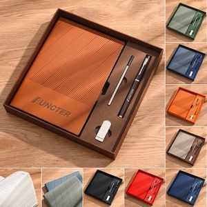 A5 Lined Leather Bound Journal Business Gift Set Writing Notebook Hardcover Executive Notebook Gift