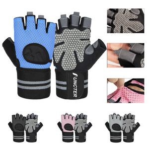 Training Half Finger Gloves with Wrist Wraps Gym Workout Gloves Cycling Exercise