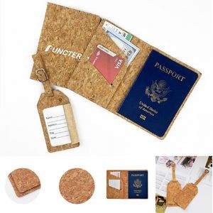 Cork Passport Holder Luggage Tag Set Passport Wallet Suitcase Tag Package Set