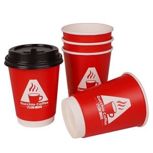 Disposable Paper 12 OZ Coffee Cup with Lid