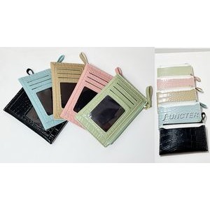 PU Leather Credit Card Holder With Clear Window For ID Card Pocket Wallet Coin Purse
