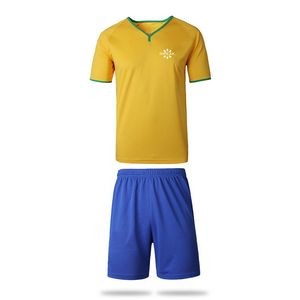 Men`s Polyester Soccer Suits Outfits Tracksuit V-neck T-Shirt and Shorts 2 pcs Set(Model B)