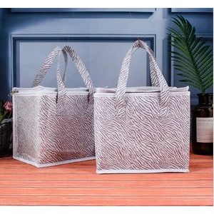 Insulated Lunch Bag with Inner Pocket Printed Canvas Fabric Reusable Cooler Tote Box(28*28*36cm)