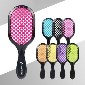 Hollow Out Hair Brush Scalp Massage Comb With Black Grip For Dry & Wet Hair