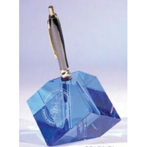 Blue Crystal Pen Cube (6 1/2")