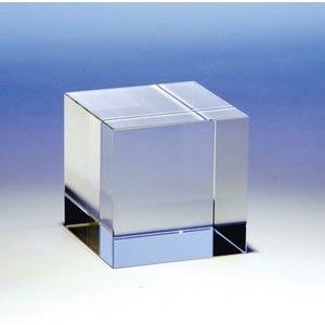 Crystal Cube Paperweight (3 1/8")