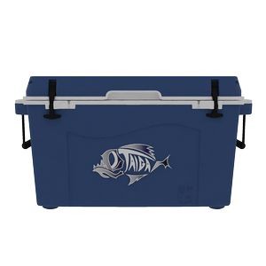 Taiga 55 Quart Cooler: Taiga Fish molded Logo, Standard Blue Color