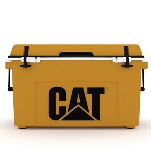 Caterpillar 55 Quart Cooler: Cat Logo, Cat Machine Yellow