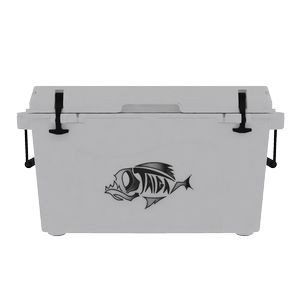 Taiga 55 Quart Cooler: Taiga Fish molded Logo, Standard White Color