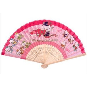 Folding Bamboo Paper Hand Fan with 2 Sides imprint