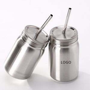 Stainless Steel Insulated Mason Jar With Straw