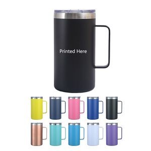 24oz Stainless Steel Travel Mug with Handle and Lid