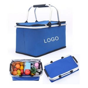 Foldable Insulated Picnic Basket w/Lid