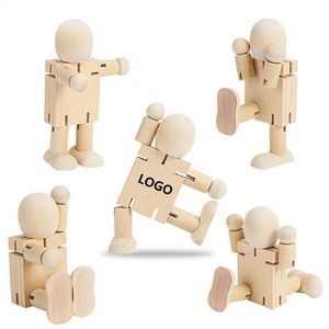 Unfinished Wooden Robot Adjustable Figures