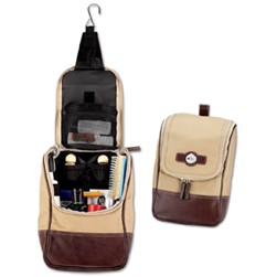 Leather & Canvas Hanging Valet Toiletry Bag