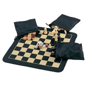 Chess, Checker, and Backgammon Roll-Up Board Set