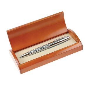 Sleek Ball Pen in Curved Wooden Gift Box