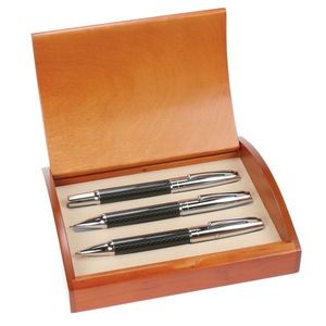 Executive 3 Pen Set - Chrome/Carbon Fiber Trim