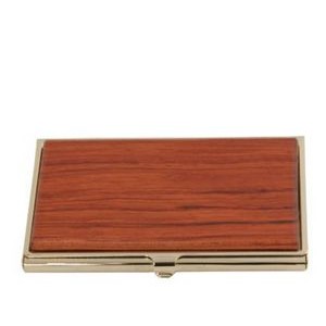 Brass Business Card Case with Rosewood Lid