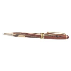 Executive Ballpoint Pen w/an Inlaid Rosewood, Maple, and Walnut Barrel