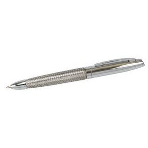 Woven Steel Barrel Silver Ballpoint Pen
