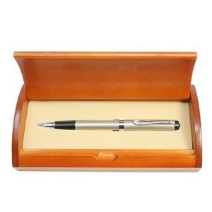 Silver Executive Ball Pen in Arched Wooden Gift Box