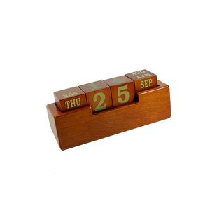 Wooden Cube Calendar Blocks with Stand - Cherry Finish