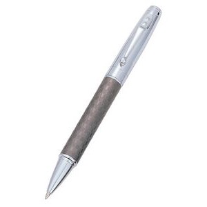 Gun Metal Gray Ballpoint Pen w/Checkered Barrel