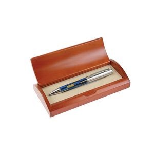 Designer Ball Pen in Curved Wooden Box