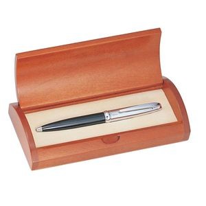 Executive Ballpoint Pen Set in Curved Wooden Box