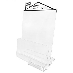 House Shaped Easel w/Business Card Holder (8 1/2"x11"x1 1/2" Insert)