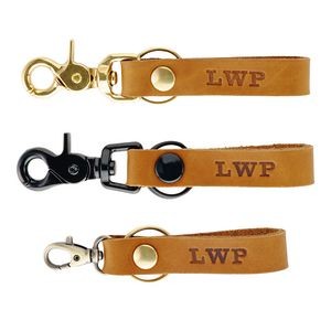 Full-Grain Leather Belt loop Keychain w/ Brass Scissor Clip/Slim- Made in USA