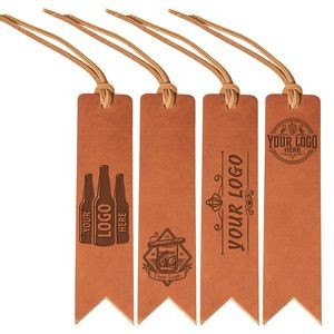 Full-Grain Leather Bookmark w/Lace Topper- Brown