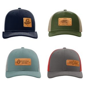 Full-Grain Leather Riveted Patches Hats | Richardson 112 Trucker Meshback |