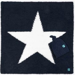 Baby Blanket - Star w/ Cap - Navy / White - 30*30