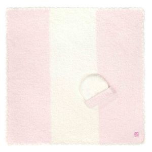 Baby Blanket - Center Str w/ Cap - Pink / Creme - 30*30