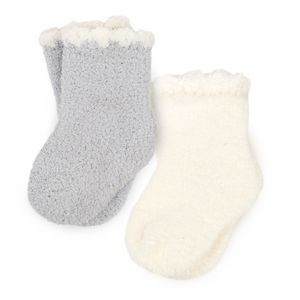 Baby Socks Set - Solid with Trim - Ice Blue / Creme - OS