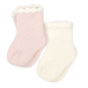 Baby Socks Set - Solid with Trim - Pink / Creme - OS
