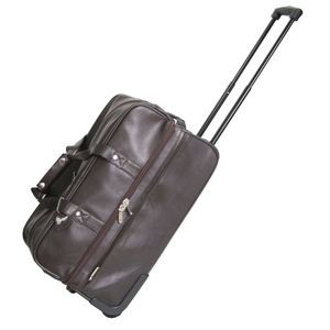 Leather Trolley Duffel Bag w/ Telescopic Handle (23"x14"x12")