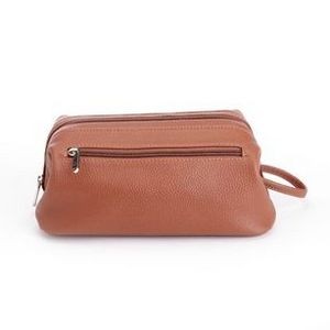 Toiletry Travel Wash Bag in Pebbled Leather