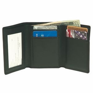 Leather Men's Tri-Fold Wallet w/ Double ID Window