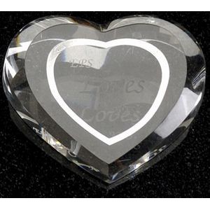 Optical Crystal Heart Shape Paper Weight (4"x4")