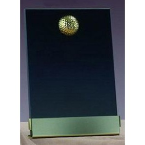 Gold Golf Smoked Glass Plaque w/Base (4"x6.5")
