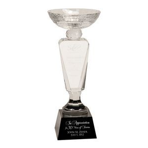 12" Clear Crystal Cup Trophy w/Black Pedestal