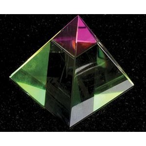 3" Crystal Rainbow Color Pyramid Paperweight