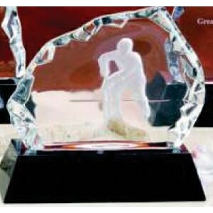 7" Ice Hockey Hand Blown Glacier Award w/Marble Base