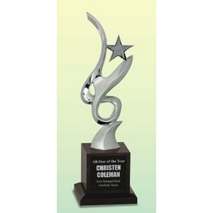 11½" Silver Metal Art Star Award w/Crystal Pedestal Award