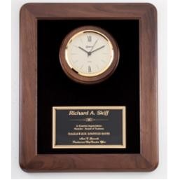Genuine Walnut Framed Clock Plaque w/Black Velour