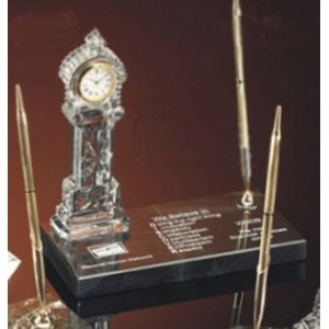 Crystal Grandfather Clock Pen Set w/Marble Base